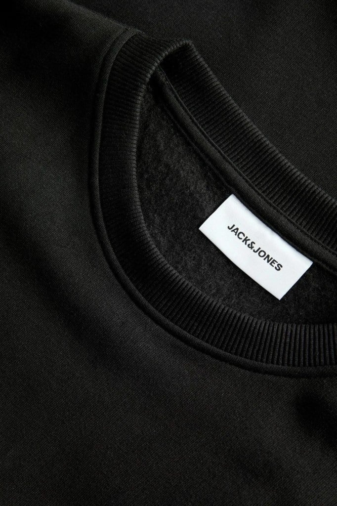 Jack&Jones 12298426 JJRUSH SWEAT CREW NECK SN BLACK ERKEK SWEATSHİRT