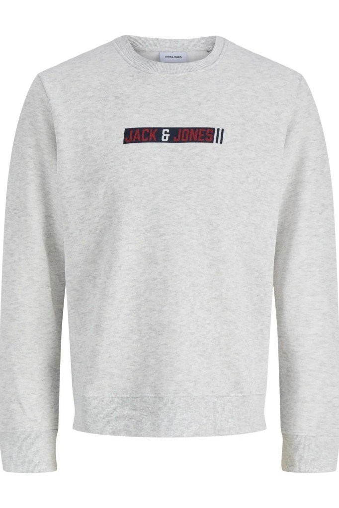 Jack&Jones 12298431 JJMUNK SWEAT CREW NECK WHITE MELANGE ERKEK SWEATSHİRT