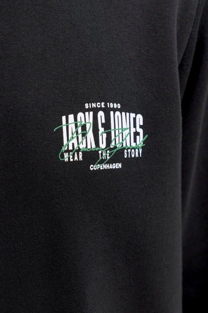 Jack&Jones 12298492 JJAERO SWEAT CREW NECK BLACK ERKEK SWEATSHİRT