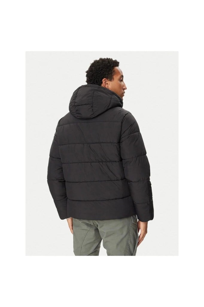 Jack&Jones 12299907 JJEFREDDIE PUFFER HOOD BLACK ERKEK MONT