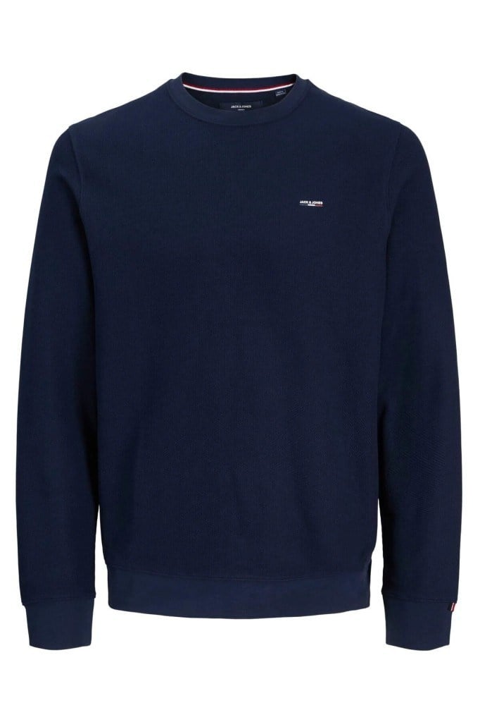 Jack&Jones 12302739 JPRBLUALVES STRUCTURE SWEAT NAVY ERKEK SWEAT