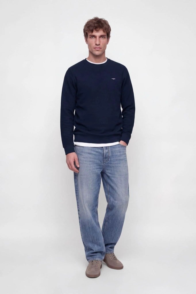 Jack&Jones 12302739 JPRBLUALVES STRUCTURE SWEAT NAVY ERKEK SWEAT