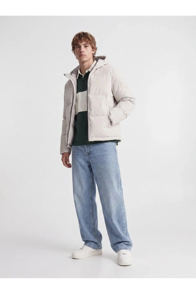 Jack&Jones 12303930 JJGALAXY PUFFER JACKET MOONBEAM ERKEK MONT
