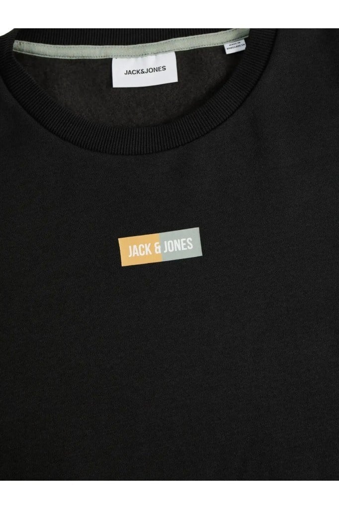 Jack&Jones 12310759 JJPAN SWEAT CREW NECK SMU BLACK ONYX ERKEK SWEATSHİRT