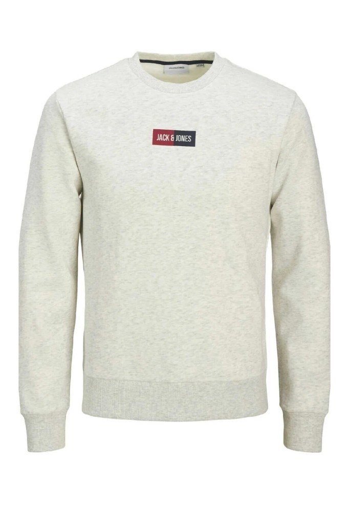 Jack&Jones 12310759 JJPAN SWEAT CREW NECK SMU WHITE MEL ERKEK SWEATSHİRT