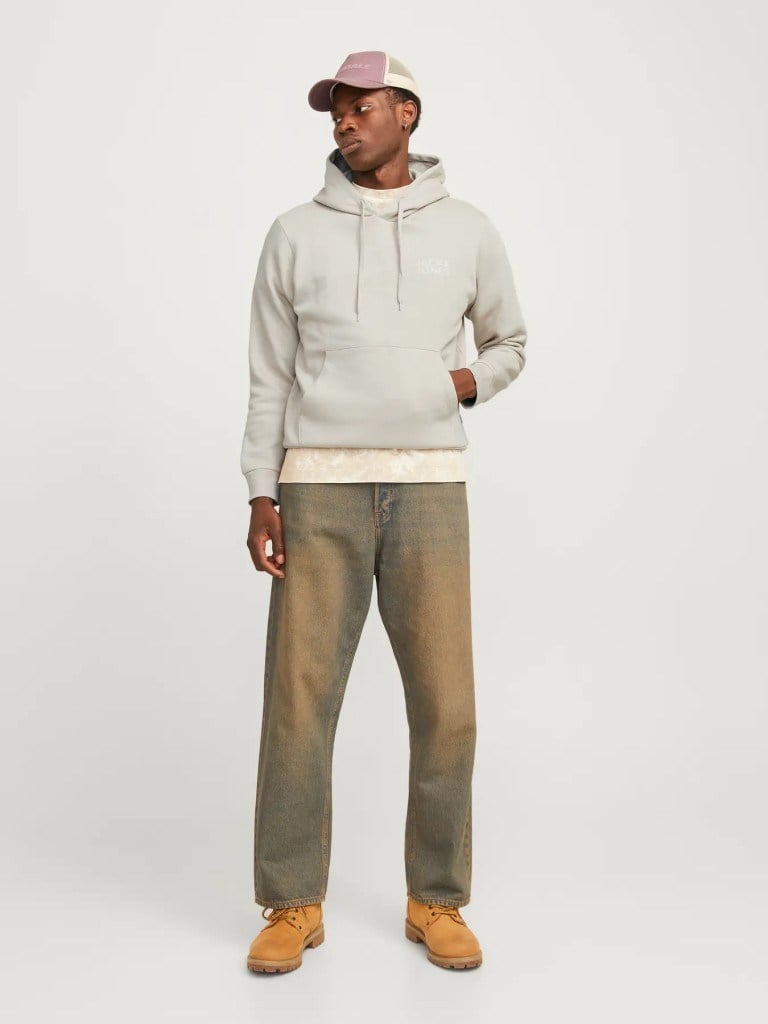JCocorp Logo Sweat Hood Moonbeam Erkek Kapüşonlu Sweatshirt