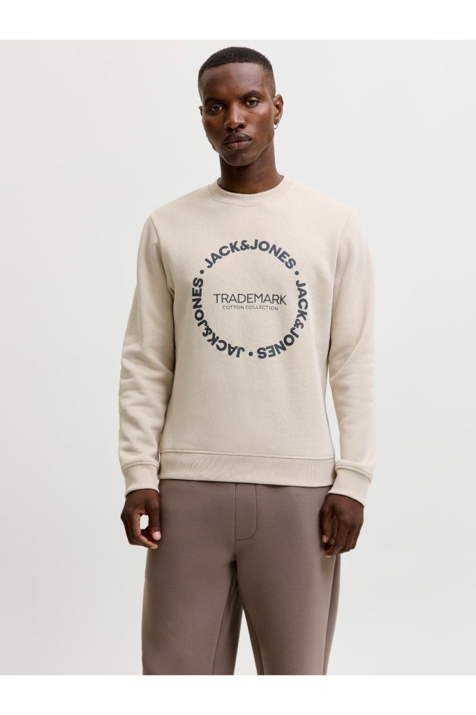JJBenson Sweat Crew Neck Moonbeam Erkek Sweatshirt 12298497