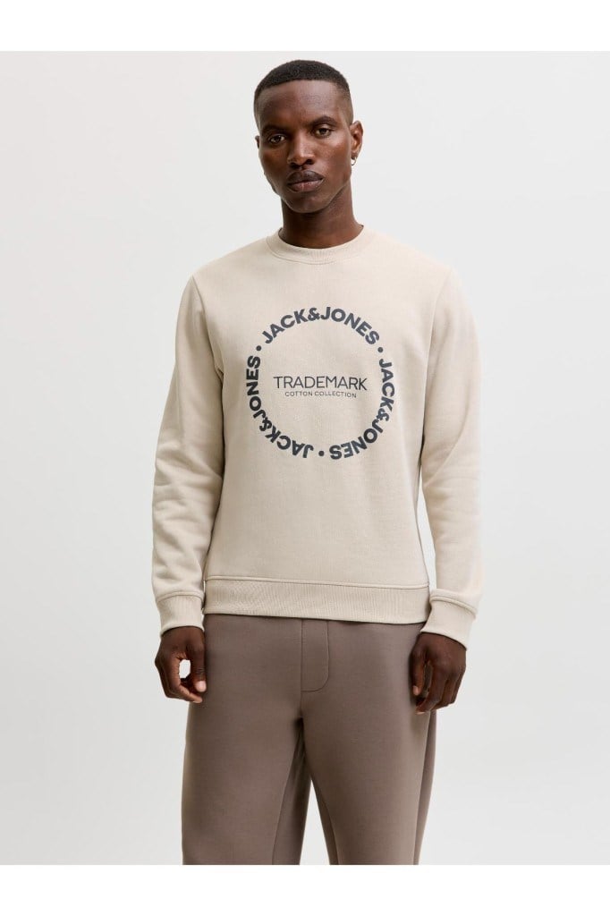 JJBenson Sweat Crew Neck Moonbeam Erkek Sweatshirt 12298497