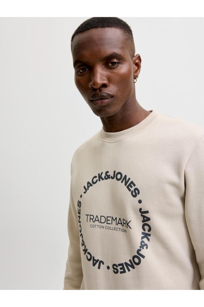 JJBenson Sweat Crew Neck Moonbeam Erkek Sweatshirt 12298497