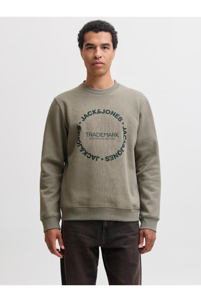 JJBenson Sweat Crew Neck Vetıver Erkek Sweatshirt 12298497