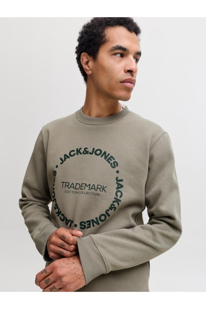 JJBenson Sweat Crew Neck Vetıver Erkek Sweatshirt 12298497