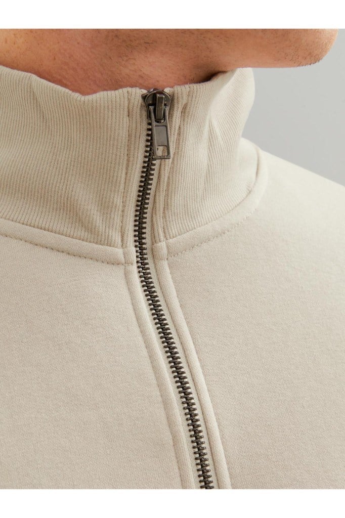 JJEBRADLEY SWEAT HALF ZIP MOONBEAM 12250747