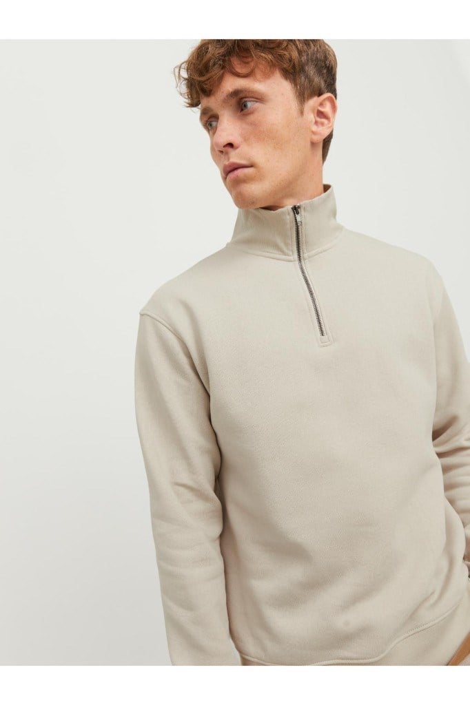 JJEBRADLEY SWEAT HALF ZIP MOONBEAM 12250747