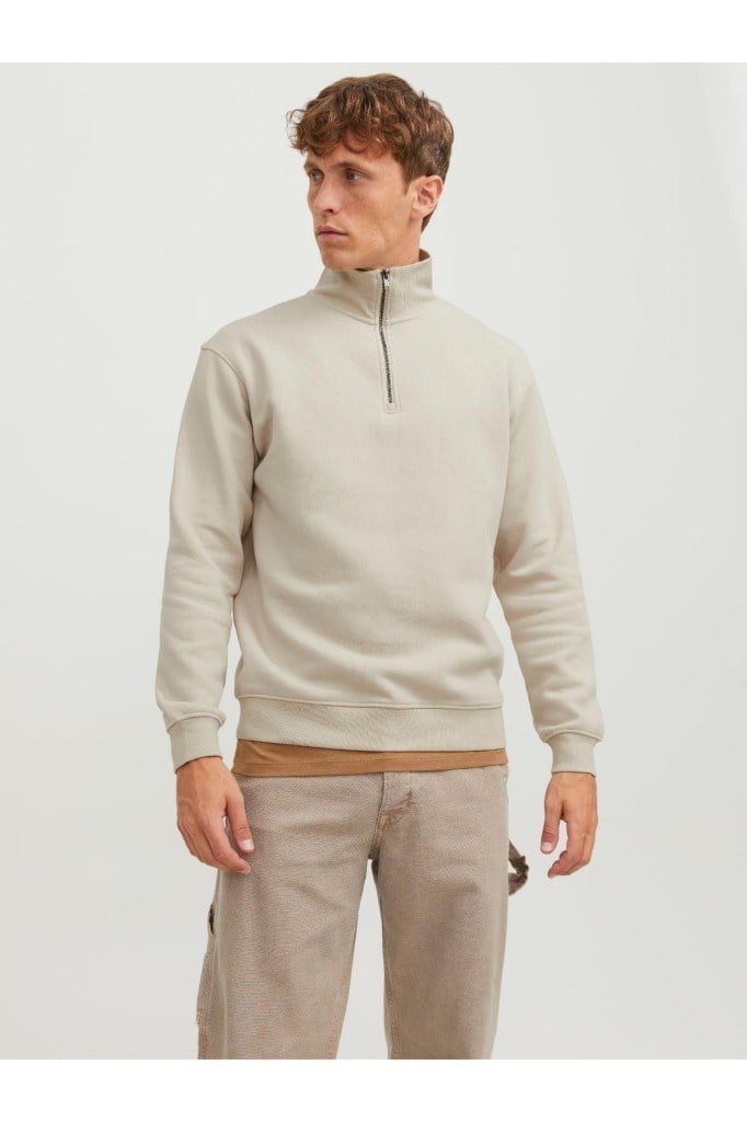 JJEBRADLEY SWEAT HALF ZIP MOONBEAM 12250747