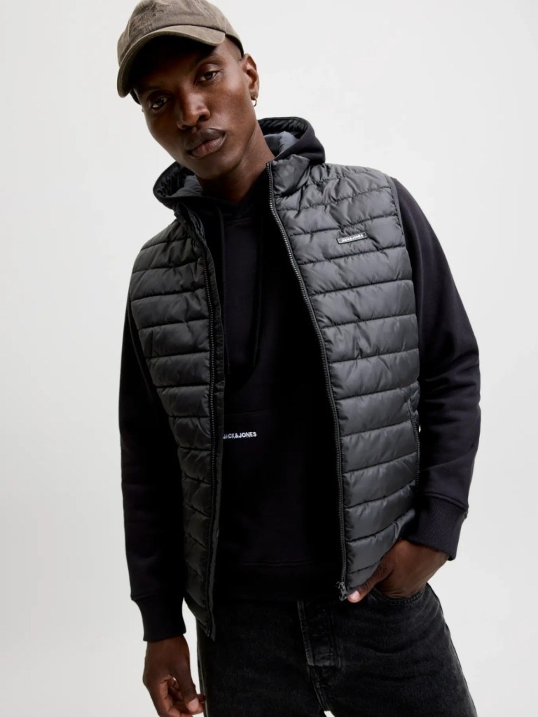 JJELVIS Lıght Bodywarmer Collar Black Erkek Yelek 12299201
