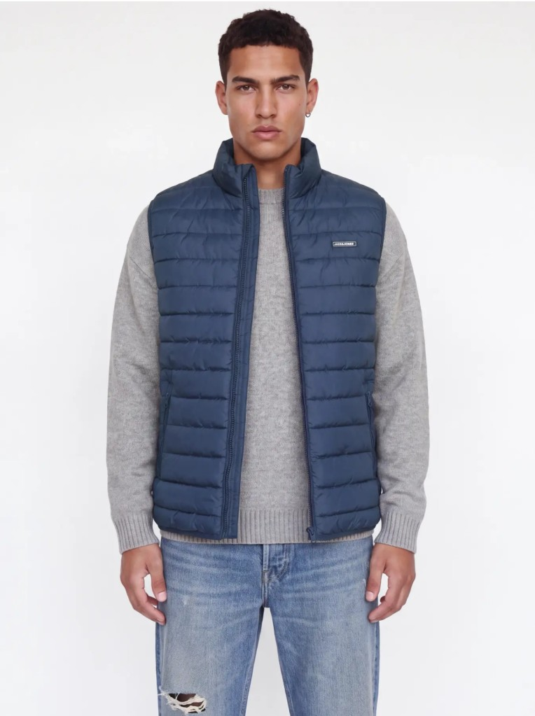 JJELVIS Lıght Bodywarmer Collar Navy Erkek Yelek 12299201
