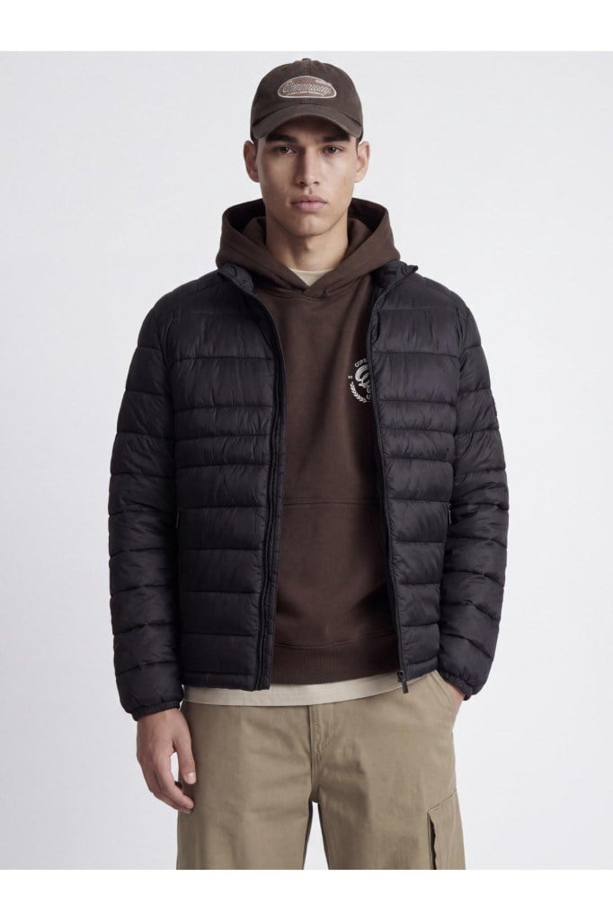 JJKıngsley Lıght Puffer Collar Black Erkek Mont 12298868