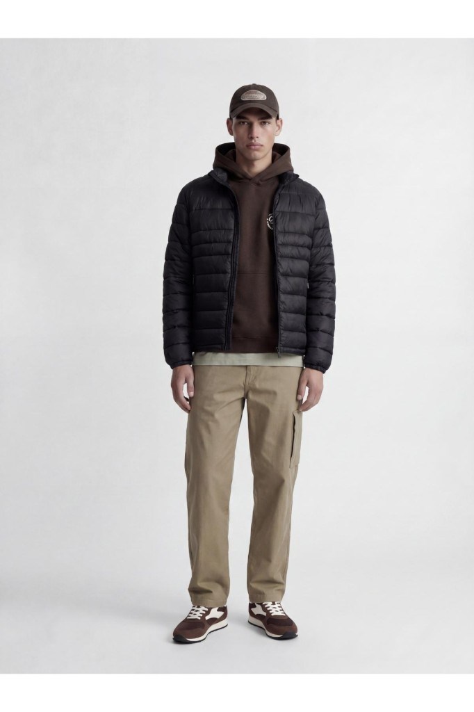 JJKıngsley Lıght Puffer Collar Black Erkek Mont 12298868