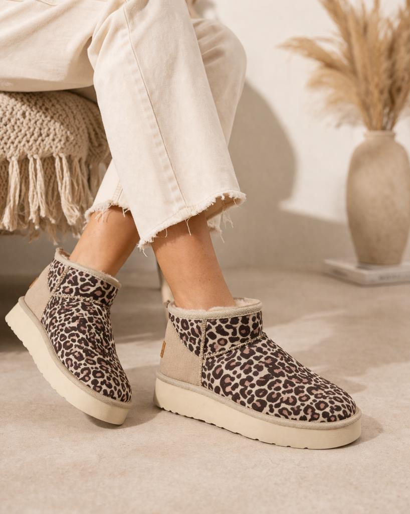 Leopar Kadın Bot PC-55184 Bej