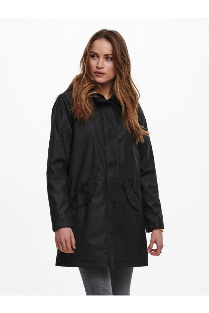 OnlSally Padded Raıncoat Black Kadın Su İtici Yağmurluk 15206116