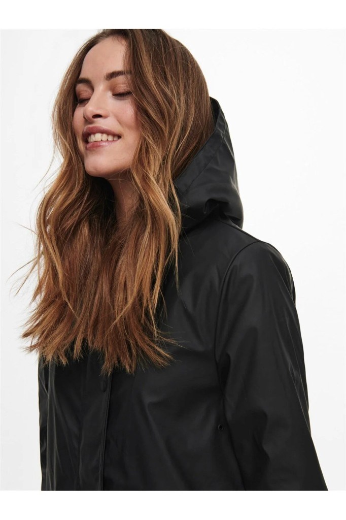 OnlSally Padded Raıncoat Black Kadın Su İtici Yağmurluk 15206116