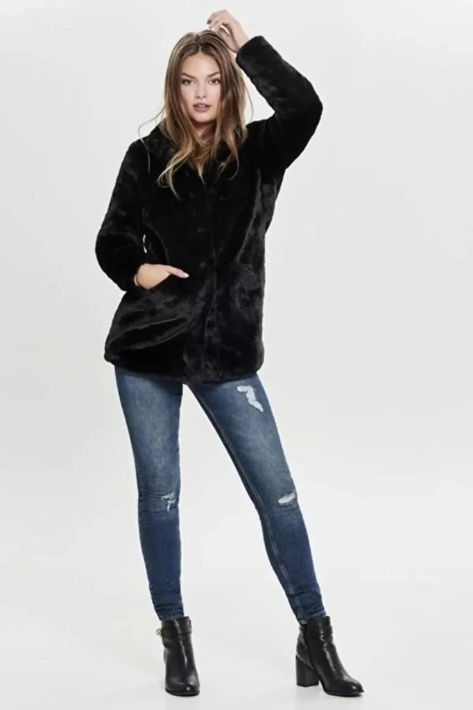 ONLY 15164600-ONLVIDA FAUX FUR COAT BLACK KADIN MONT