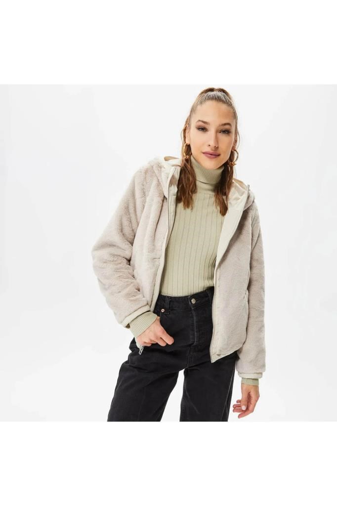 ONLY 15208777 ONLDAHLIA REV. FUR JACKET PUMICE STONE KADIN MONT