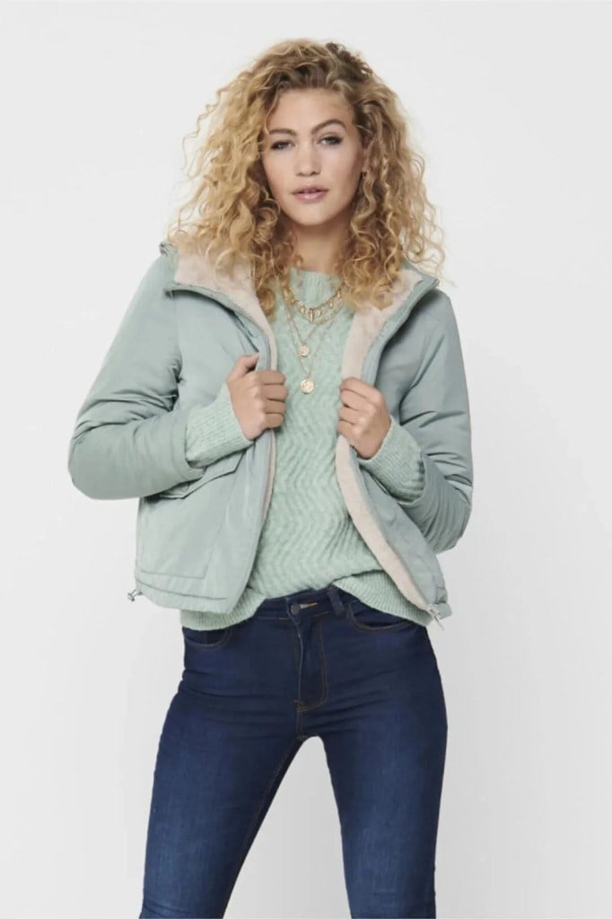 ONLY 15208777 ONLDAHLIA REV. FUR JACKET CHINO GREEN KADIN MONT