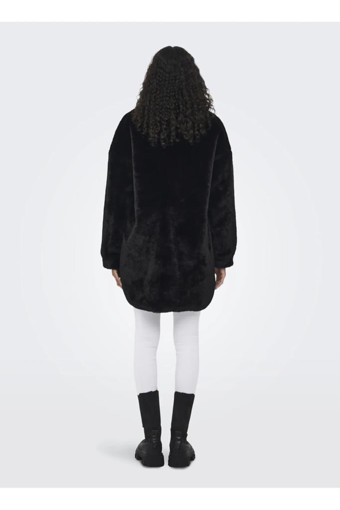 ONLY 15260048 ONLVIDA FUR SHACKET BLACK KADIN MONT
