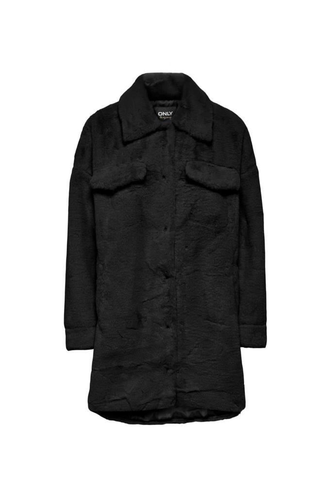 ONLY 15260048 ONLVIDA FUR SHACKET BLACK KADIN MONT