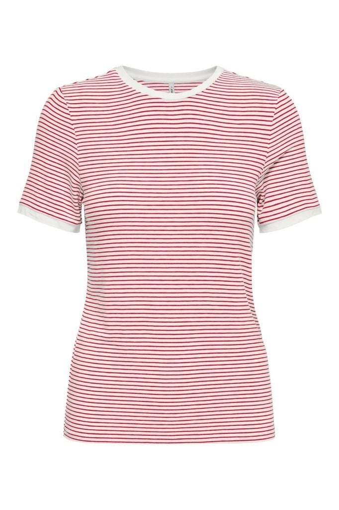 ONLY 15315406 ONLTINE O-NECK TOP CLOUD CHERRY STP KADIN T-SHIRT