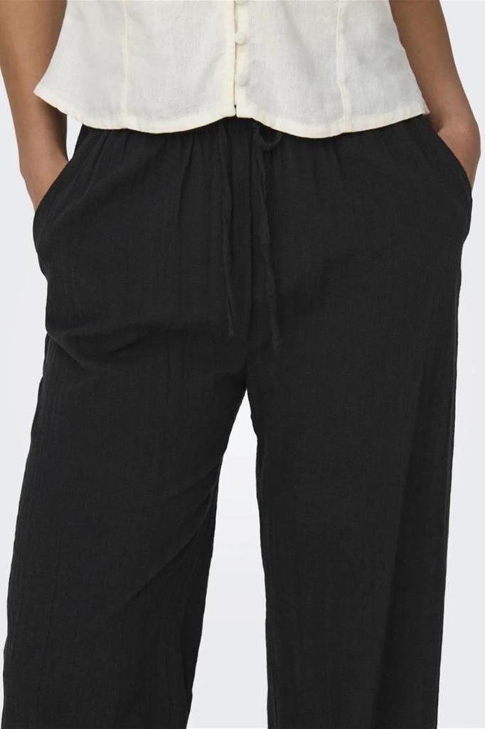 ONLY 15319090 ONLTIZANA COTTON LOOSE PANTS BLACK KADIN PANTOLON