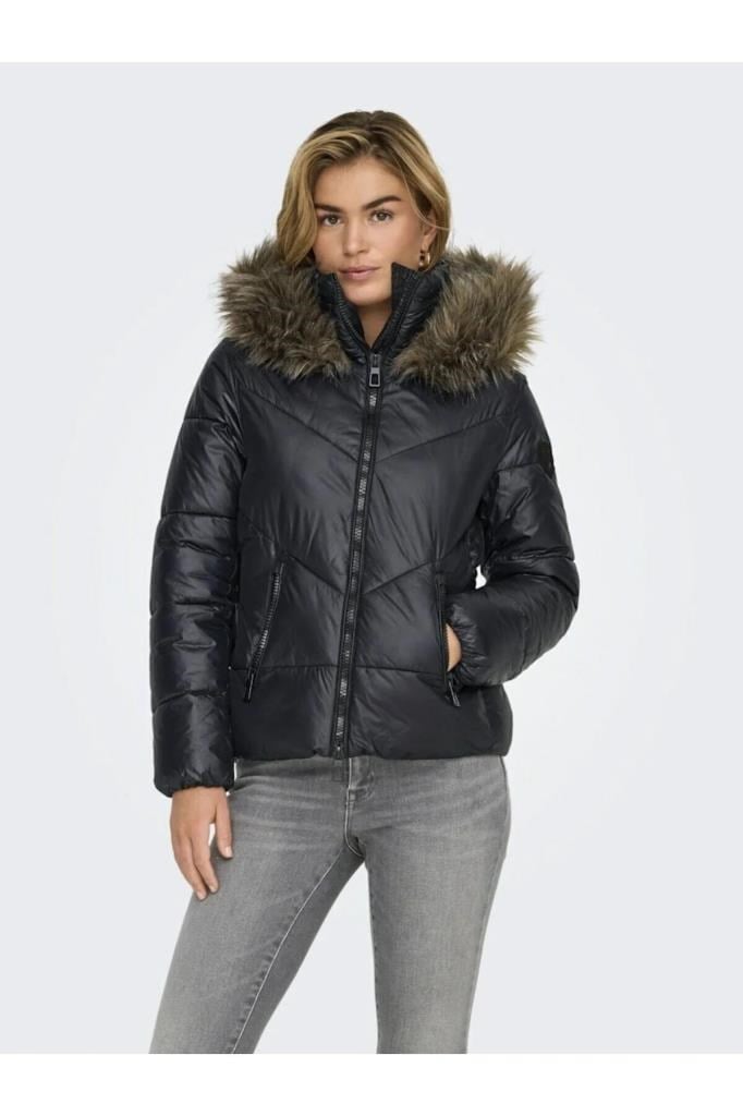 ONLY 15322003 ONLFEVER SHORT PUFFER BLACK KADIN MONT