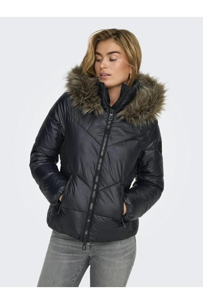 ONLY 15322003 ONLFEVER SHORT PUFFER BLACK KADIN MONT