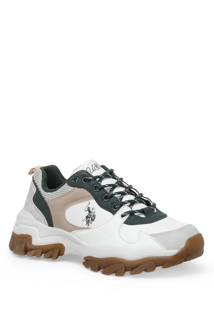 US. POLO ASSN. TRACKY BEYAZ YEŞİL KADIN SPOR AYAKKABISI SNEAKER