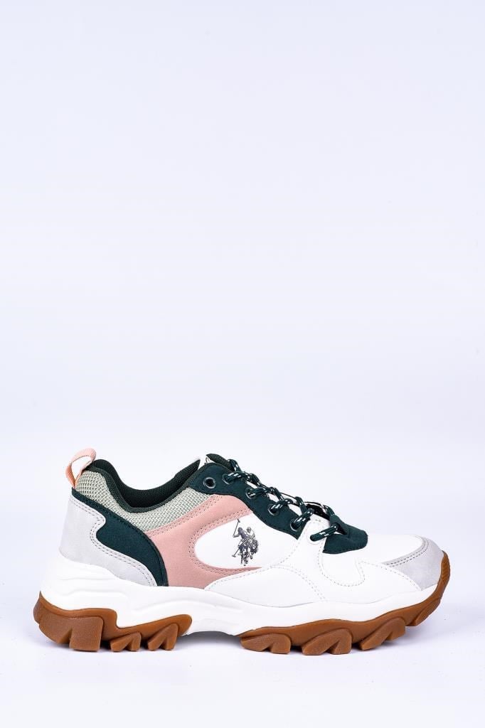 US. POLO ASSN. TRACKY BEYAZ YEŞİL KADIN SPOR AYAKKABISI SNEAKER