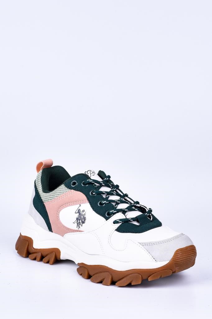 US. POLO ASSN. TRACKY BEYAZ YEŞİL KADIN SPOR AYAKKABISI SNEAKER