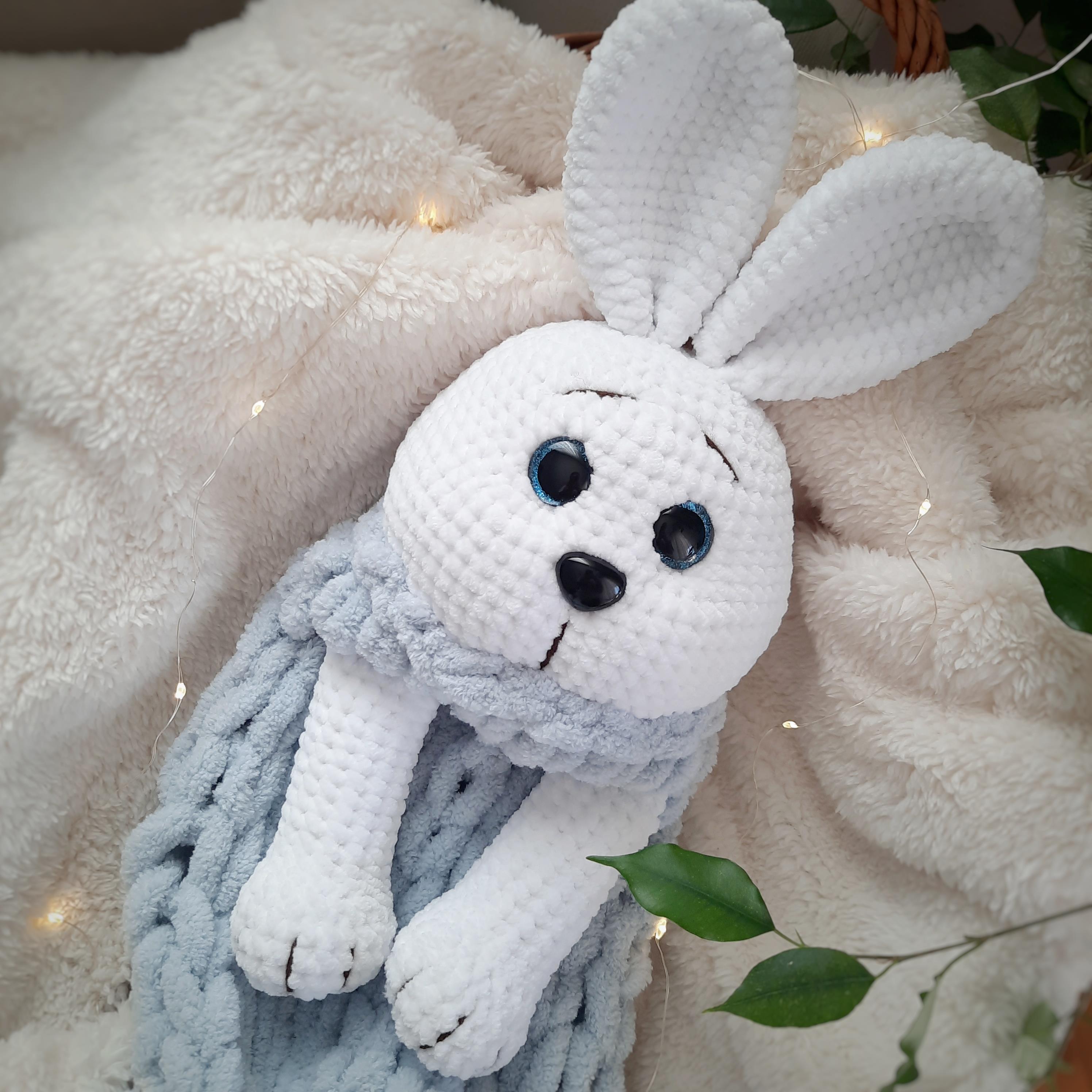 Amigurumi Tavşan Uyku Arkadaşı 50 Cm Mavi