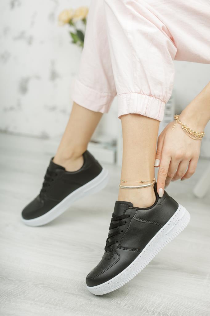 Modafrato AIR-101 Unisex Spor Ayakkabı Sneakers Siyah-Beyaz