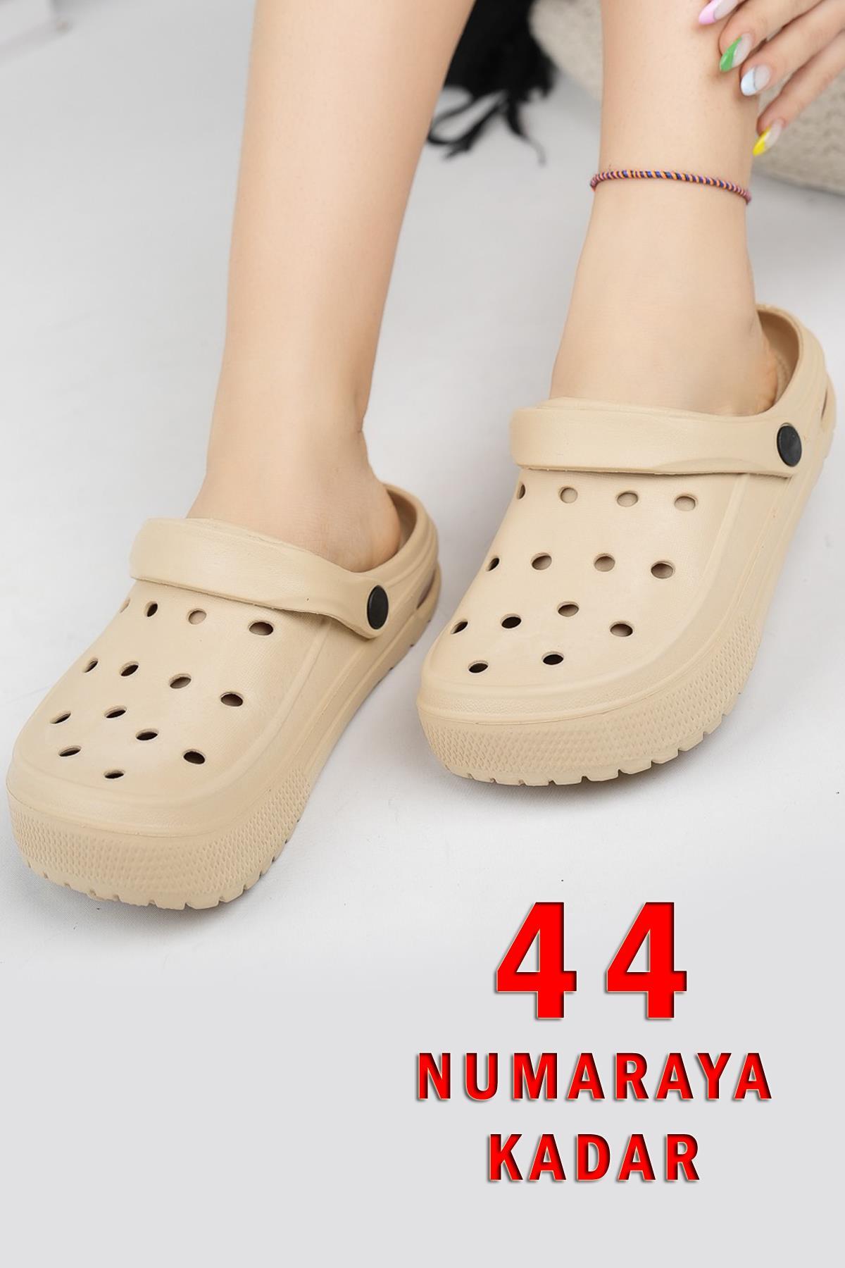 Modafrato AIR-CRX Kapalı Unisex Terlik Sandalet Suya Dayanıklı Hastane Doktor Hemşire Terliği Bej