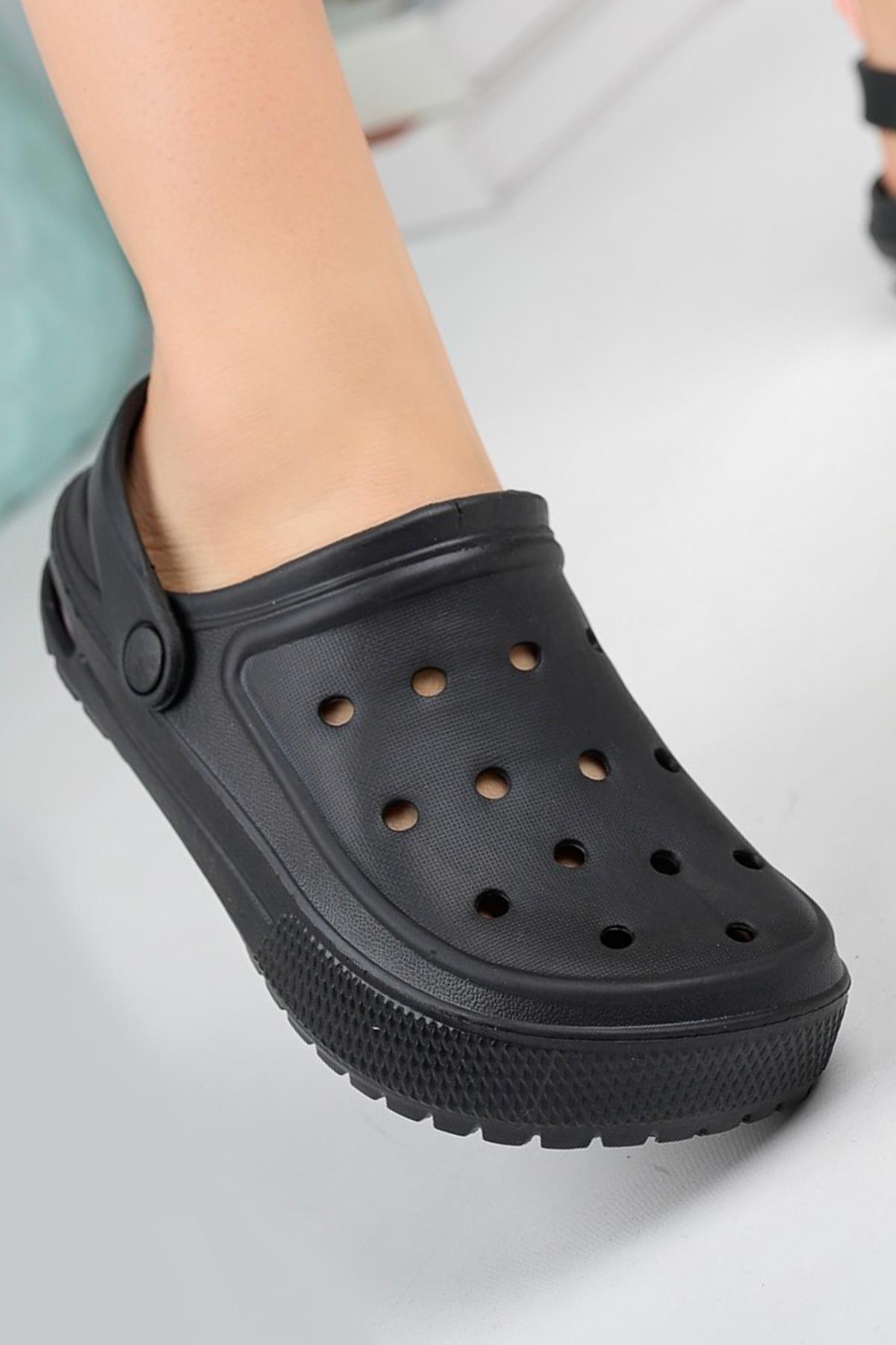 Modafrato AIR-CRX Kapalı Unisex Terlik Sandalet Suya Dayanıklı Hastane Doktor Hemşire Terliği Siyah