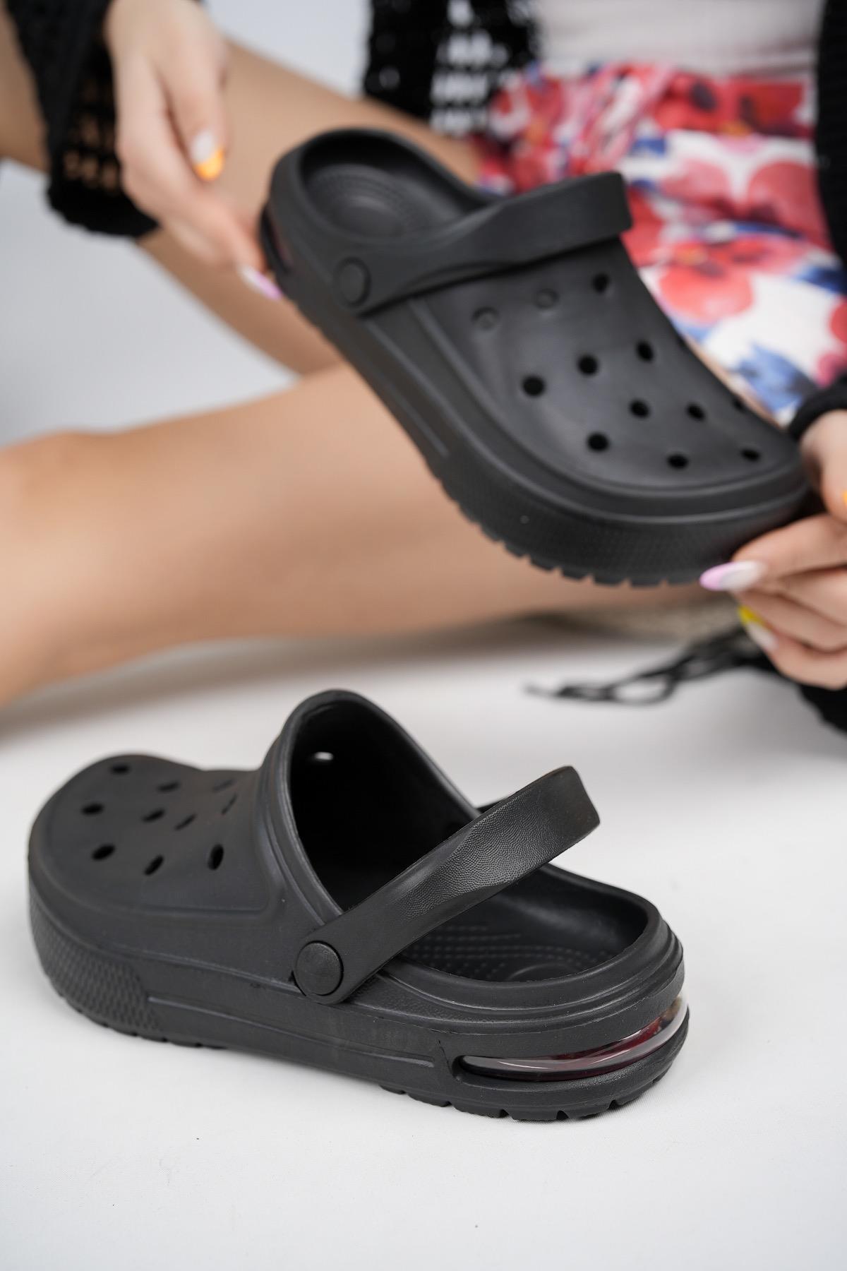 Modafrato AIR-CRX Kapalı Unisex Terlik Sandalet Suya Dayanıklı Hastane Doktor Hemşire Terliği Siyah