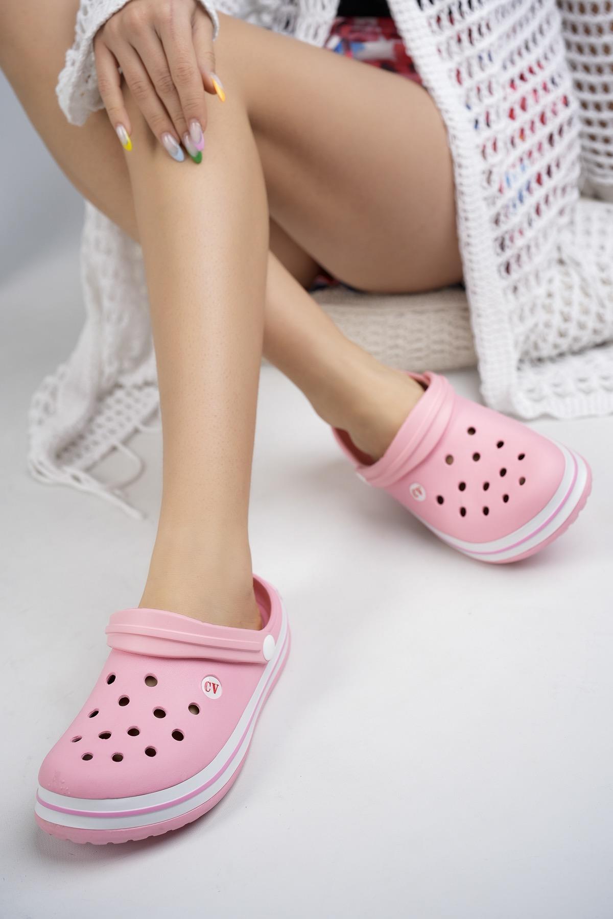 Modafrato CLOG Kapalı Unisex Terlik Sandalet Suya Dayanıklı Hastane Doktor Hemşire Terliği Pembe