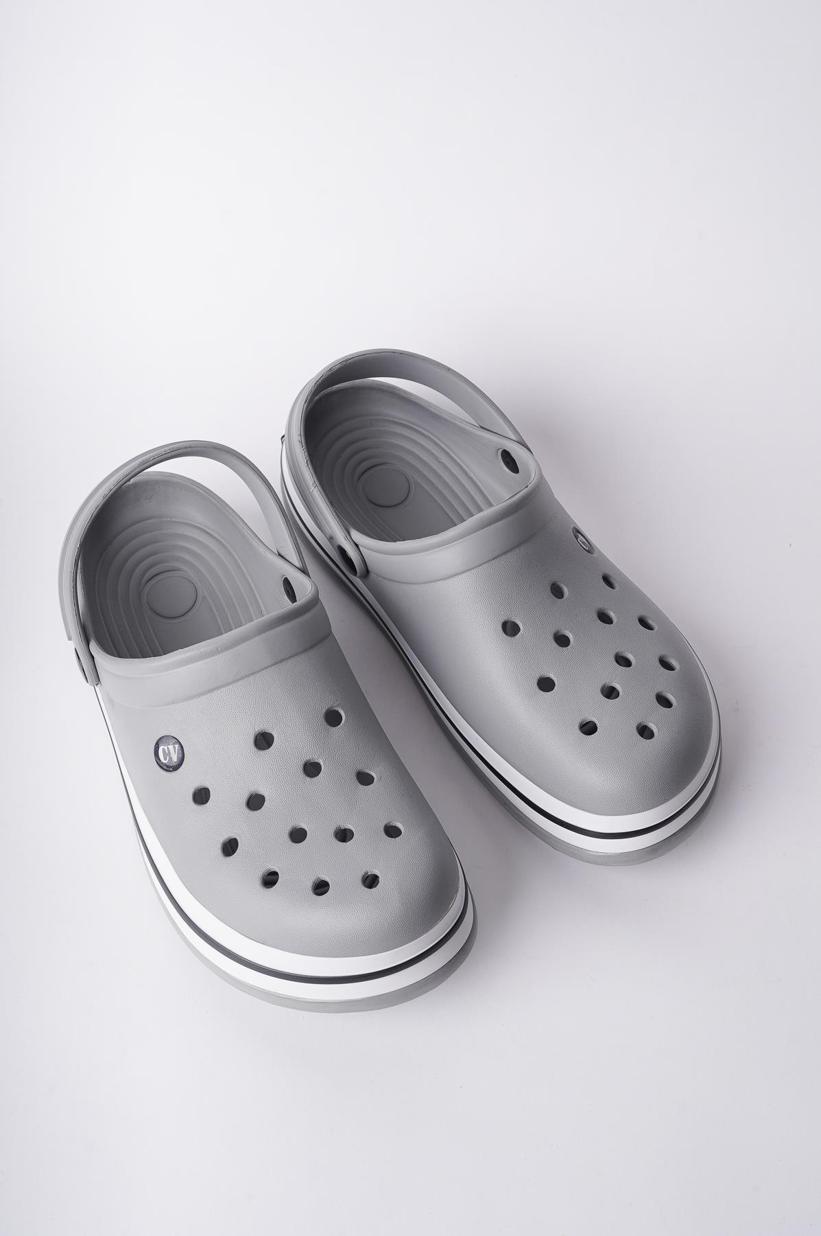 Modafrato CLOG Kapalı Unisex Terlik Sandalet Suya Dayanıklı Hastane Doktor Hemşire Terliği Gri