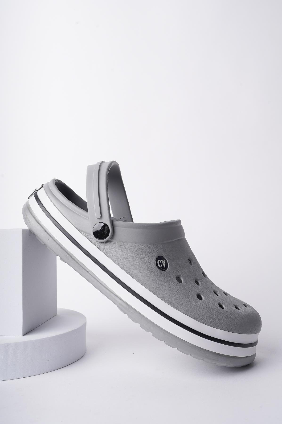 Modafrato CLOG Kapalı Unisex Terlik Sandalet Suya Dayanıklı Hastane Doktor Hemşire Terliği Gri