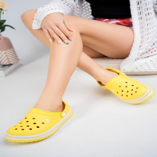 Modafrato CLOG Kapalı Unisex Terlik Sandalet Suya Dayanıklı Hastane Doktor Hemşire Terliği Sarı