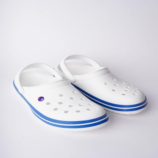 Modafrato CLOG Kapalı Unisex Terlik Sandalet Suya Dayanıklı Hastane Doktor Hemşire Terliği Beyaz - Mavi