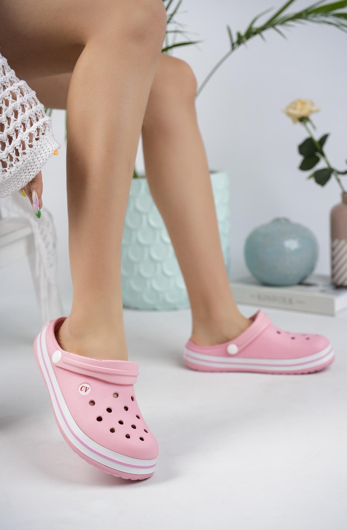 Modafrato CLOG Kapalı Unisex Terlik Sandalet Suya Dayanıklı Hastane Doktor Hemşire Terliği Pembe