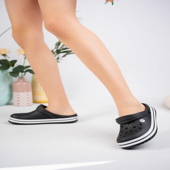 Modafrato CLOG Kapalı Unisex Terlik Sandalet Suya Dayanıklı Hastane Doktor Hemşire Terliği Siyah-Beyaz