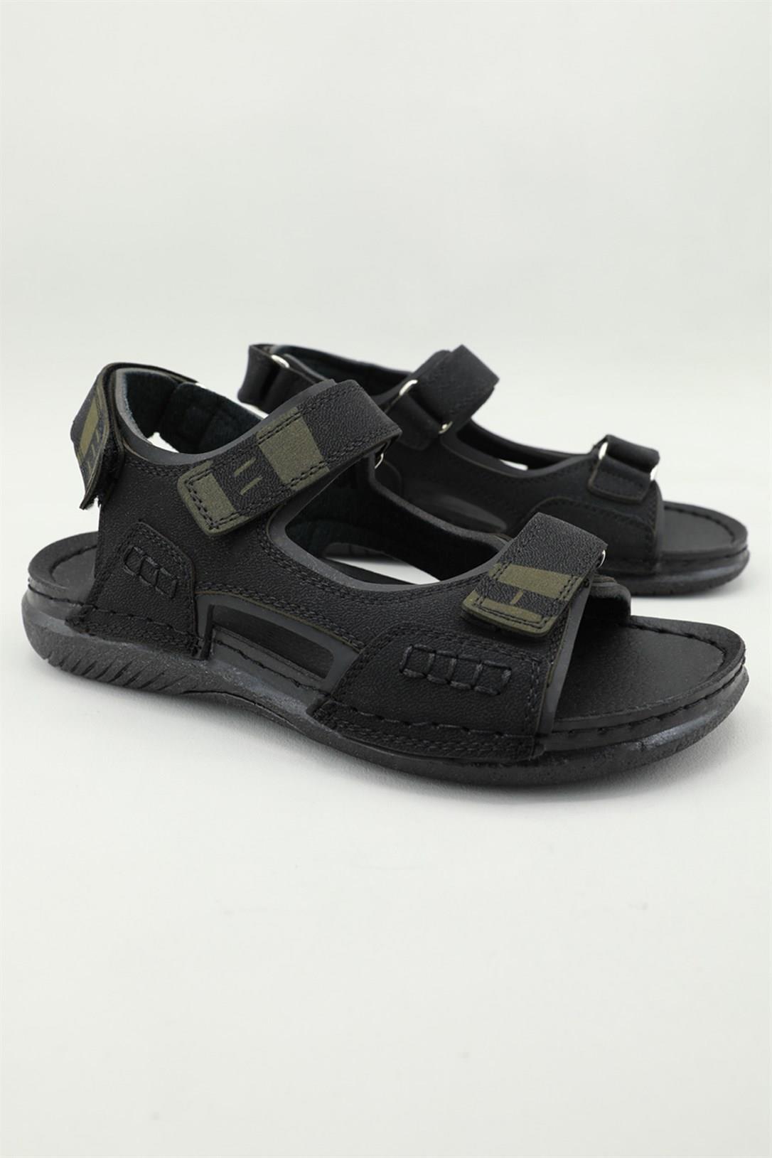 Modafrato CV-301241 Unisex Sandalet Cırtlı Garson Yazlık Ayakkabı Siyah